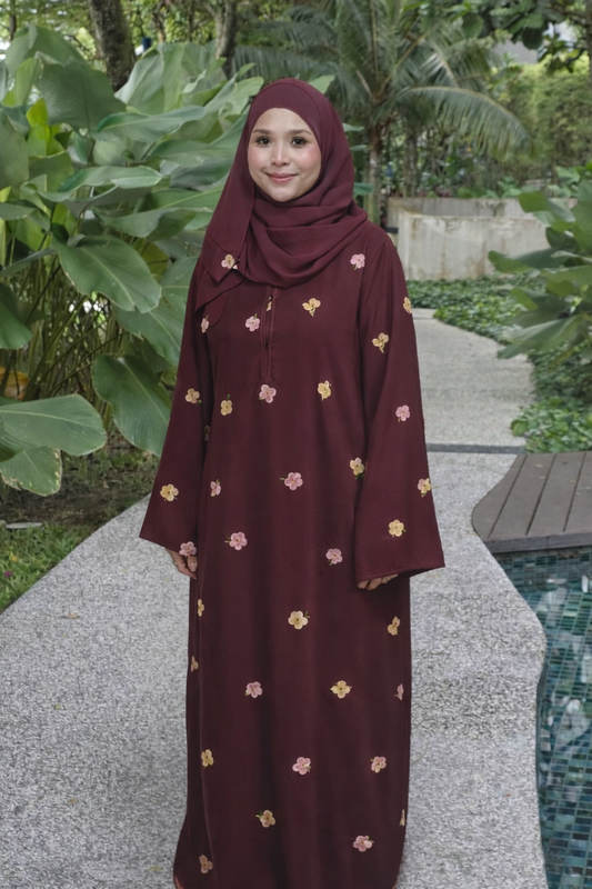 Zahra Bloom - Maroon Merrimekko - Nida Material